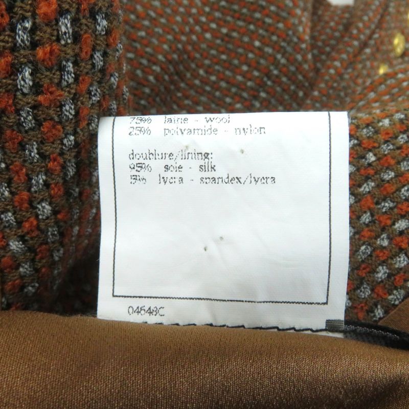 CHANEL Vintage P08097 96A Jacket + Skirt Setup With Coco Mark Buttons Brown 38