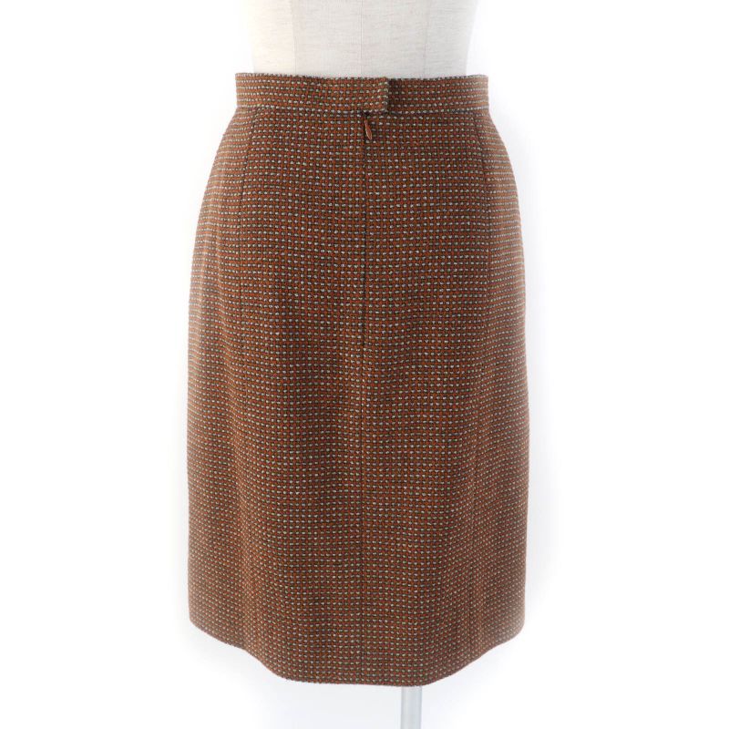 CHANEL Vintage P08097 96A Jacket + Skirt Setup With Coco Mark Buttons Brown 38