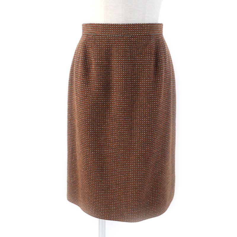 CHANEL Vintage P08097 96A Jacket + Skirt Setup With Coco Mark Buttons Brown 38