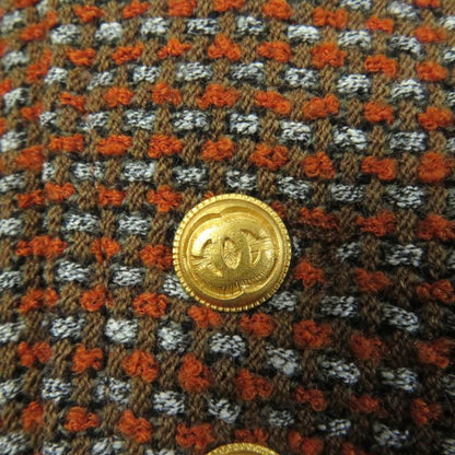CHANEL Vintage P08097 96A Jacket + Skirt Setup With Coco Mark Buttons Brown 38