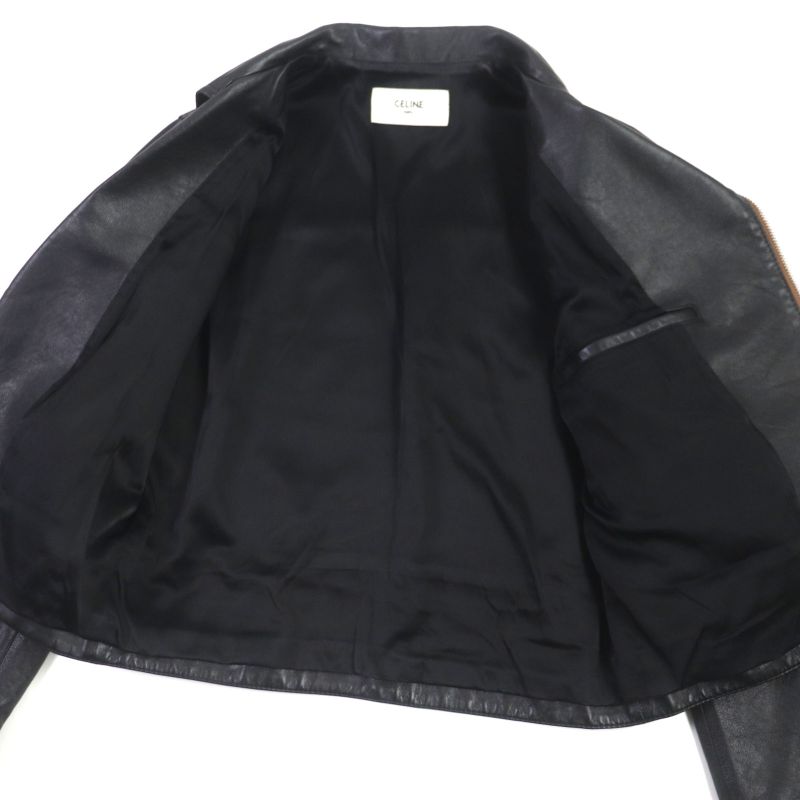 Celine 20SS 2e467297d Eddie Period Washed Calfskin Riders Jacket Black 48 Made