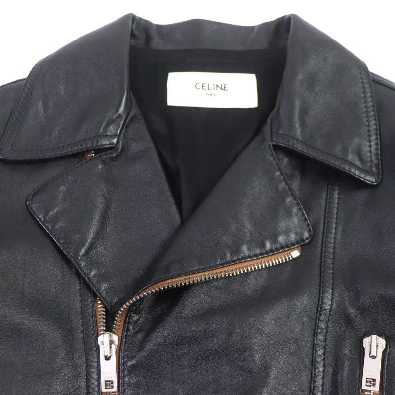 Celine 20SS 2e467297d Eddie Period Washed Calfskin Riders Jacket Black 48 Made