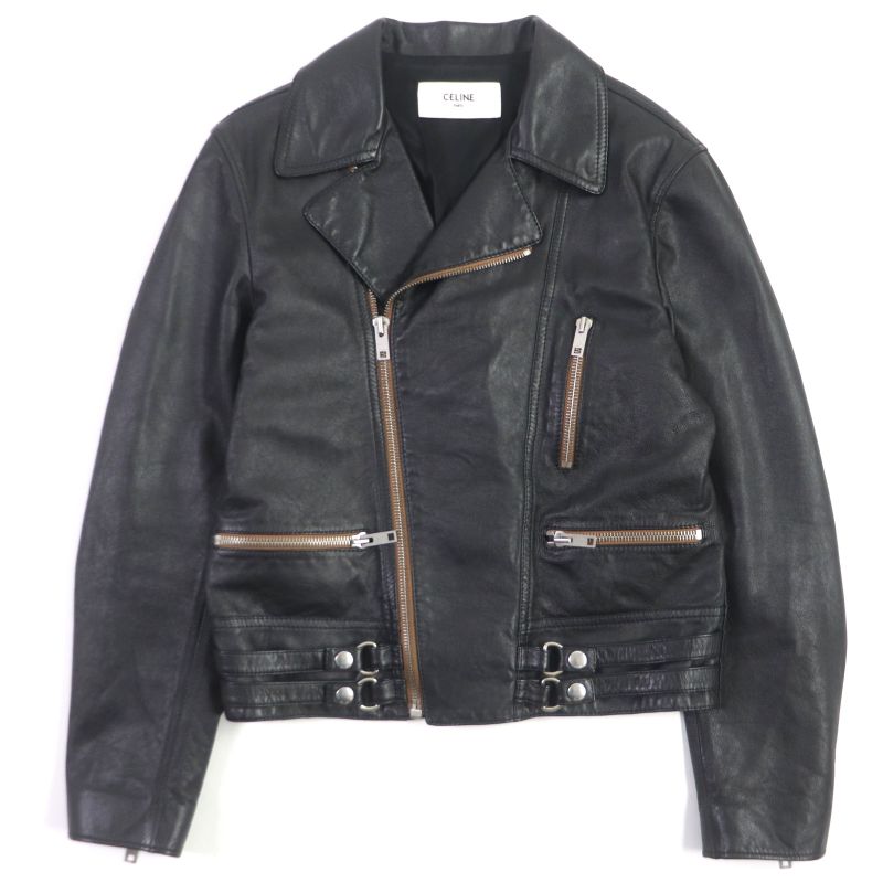 Celine 20SS 2e467297d Eddie Period Washed Calfskin Riders Jacket Black 48 Made