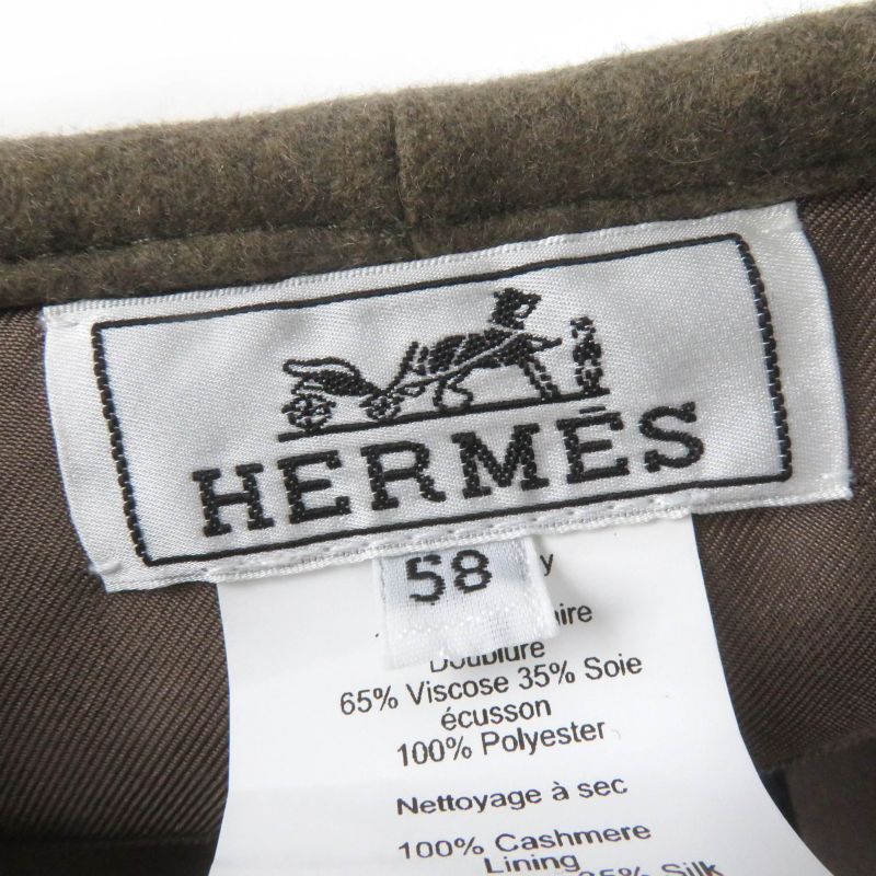 Hermes Saint Honore 100% Cashmere Rayon Beret With Serie Hardware Brown 58 With