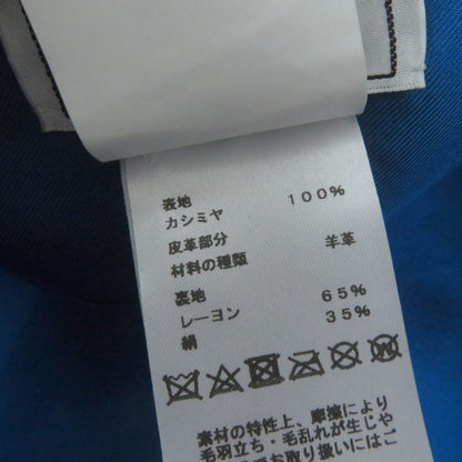 Hermes 100% Cashmere Lamb Leather Use H Lift Embroidered Beret Hat Black 58 Hat