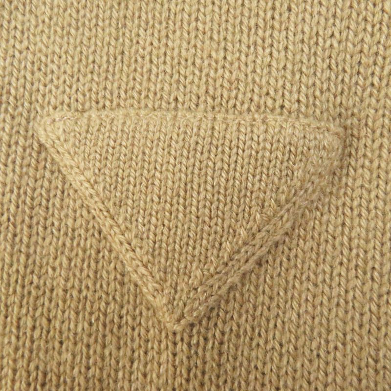Prada 19 P24z0l 100% Cashmere Crew Neck With Triangle Logo Short Sleeves Brown