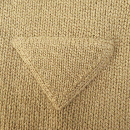 Prada 19 P24z0l 100% Cashmere Crew Neck With Triangle Logo Short Sleeves Brown