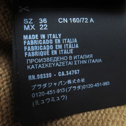 Prada 19 P24z0l 100% Cashmere Crew Neck With Triangle Logo Short Sleeves Brown