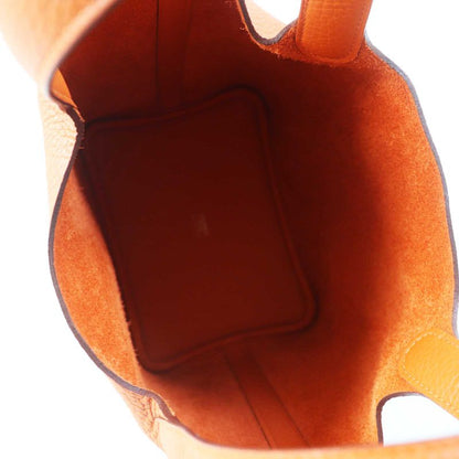 Hermes Picotin Lock PM Orange Minian Silver Hardware Taurillon Clemence