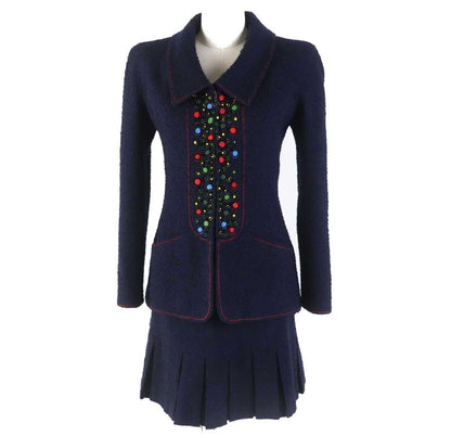 CHANEL Vintage 97A P09685 Wool Monochrome Tweed Setup With Coco Mark Plate