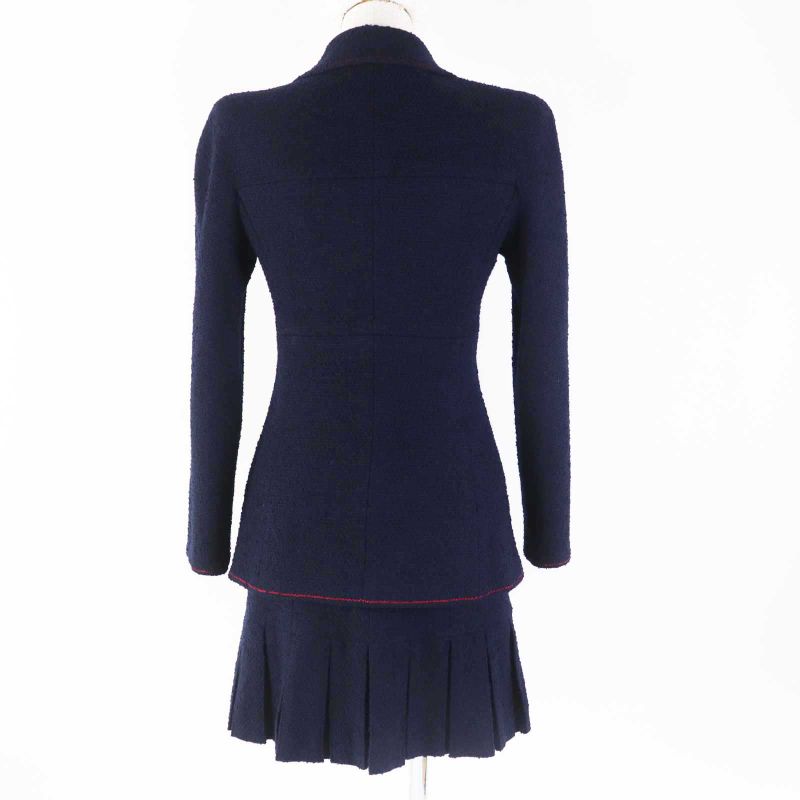 CHANEL Vintage 97A P09685 Wool Monochrome Tweed Setup With Coco Mark Plate