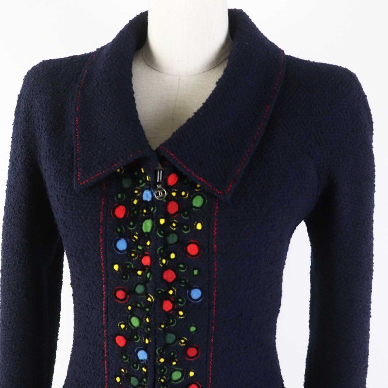 CHANEL Vintage 97A P09685 Wool Monochrome Tweed Setup With Coco Mark Plate