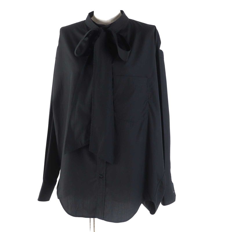 Balenciaga 2019 520497 New Swing 100% Cotton Back Logo Print Bar Tie Long