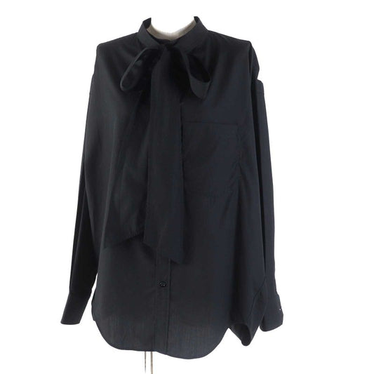 Balenciaga 2019 520497 New Swing 100% Cotton Back Logo Print Bar Tie Long