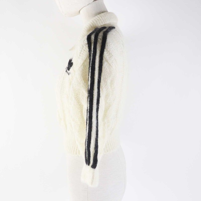 Gucci Adidas 717297 Cropped Long-sleeved Knit With Mohair Trefoil Buttons