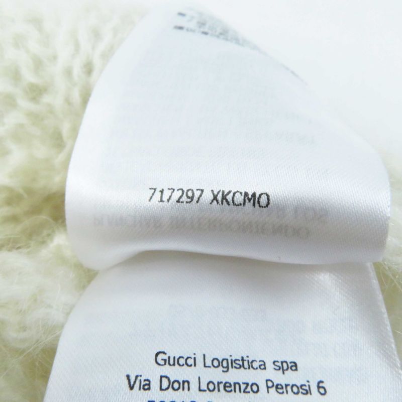 Gucci Adidas 717297 Cropped Long-sleeved Knit With Mohair Trefoil Buttons