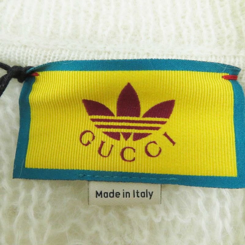 Gucci Adidas 717297 Cropped Long-sleeved Knit With Mohair Trefoil Buttons