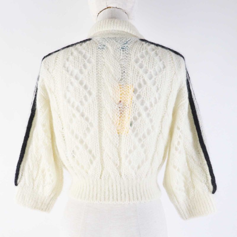 Gucci Adidas 717297 Cropped Long-sleeved Knit With Mohair Trefoil Buttons