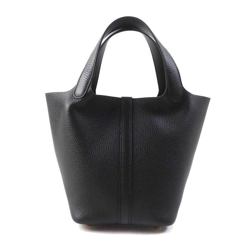 Hermes Picotin Lock PM 18 Gold Hardware Taurillon Clemence Handbag Black W
