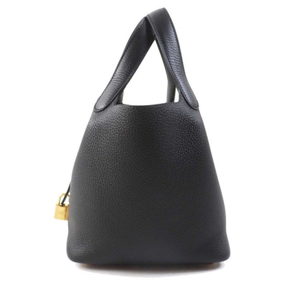 Hermes Picotin Lock PM 18 Gold Hardware Taurillon Clemence Handbag Black W