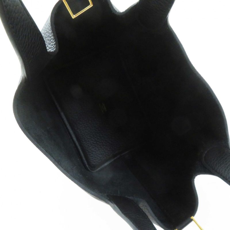 Hermes Picotin Lock PM 18 Gold Hardware Taurillon Clemence Handbag Black W