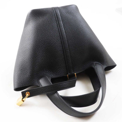 Hermes Picotin Lock PM 18 Gold Hardware Taurillon Clemence Handbag Black W