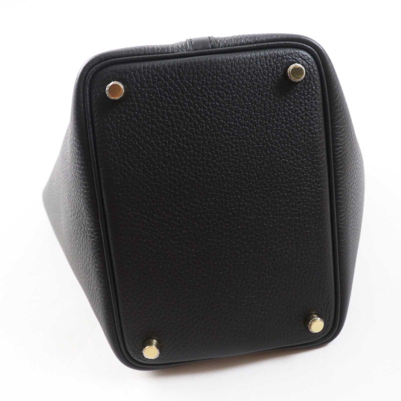 Hermes Picotin Lock PM 18 Gold Hardware Taurillon Clemence Handbag Black W