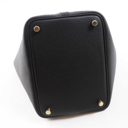 Hermes Picotin Lock PM 18 Gold Hardware Taurillon Clemence Handbag Black W