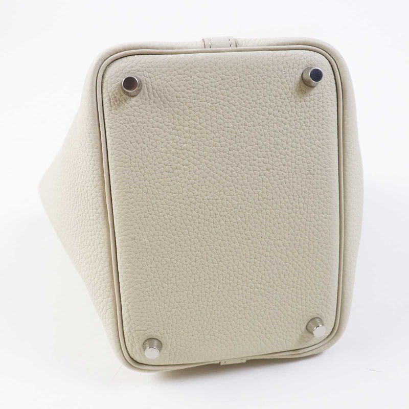 Hermes Picotin Lock PM 18 Beton Silver Hardware Taurillon Clemence Handbag
