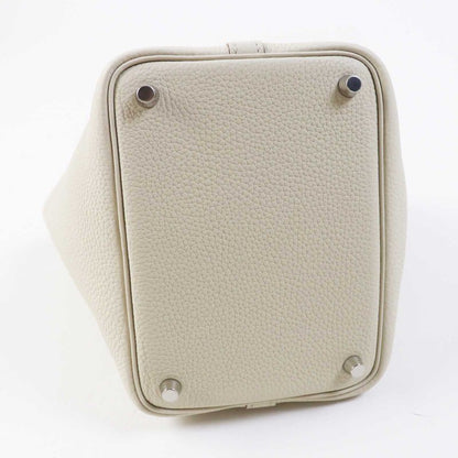 Hermes Picotin Lock PM 18 Beton Silver Hardware Taurillon Clemence Handbag