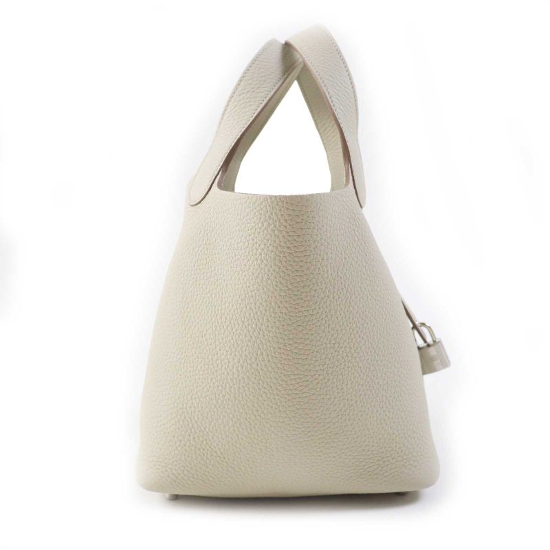 Hermes Picotin Lock PM 18 Beton Silver Hardware Taurillon Clemence Handbag