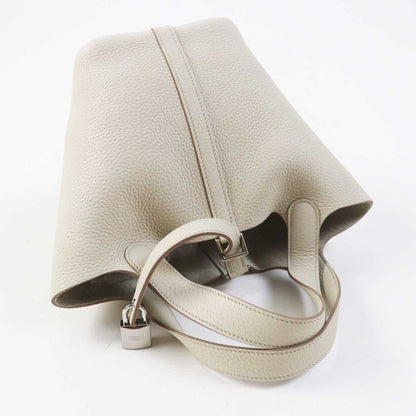 Hermes Picotin Lock PM 18 Beton Silver Hardware Taurillon Clemence Handbag