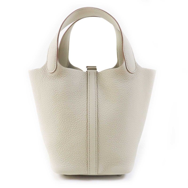 Hermes Picotin Lock PM 18 Beton Silver Hardware Taurillon Clemence Handbag