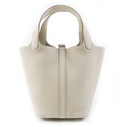 Hermes Picotin Lock PM 18 Beton Silver Hardware Taurillon Clemence Handbag
