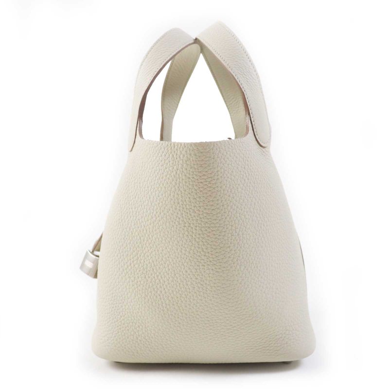 Hermes Picotin Lock PM 18 Beton Silver Hardware Taurillon Clemence Handbag