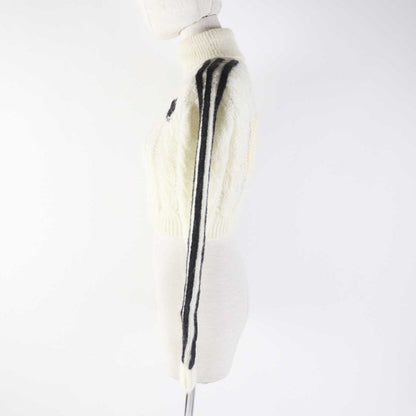 Gucci Adidas 713023 Mohair Trefoil Turtleneck Cropped Long Sleeve Knit White