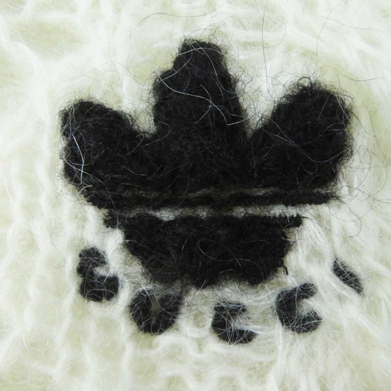 Gucci Adidas 713023 Mohair Trefoil Turtleneck Cropped Long Sleeve Knit White