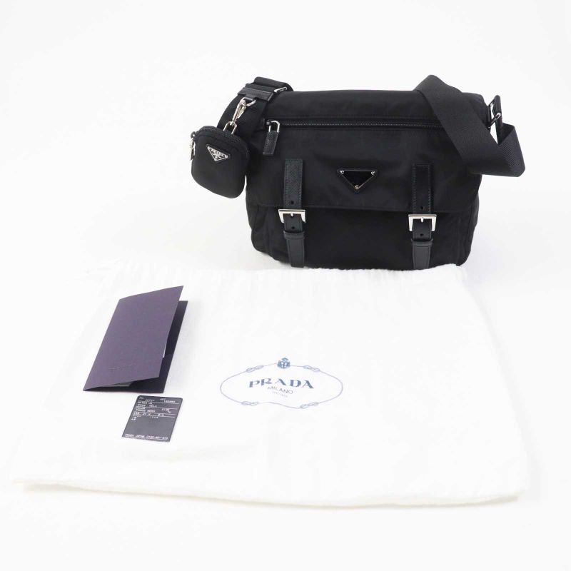 Prada 1bd953 Re-nylon Shoulder Bag With Pouch NERO Black Storage With Bag