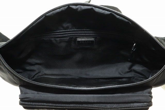 Prada Body Bag Black 2vl005 Waist Bag Nylon Triangle Plate [brand Vintage