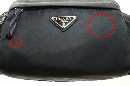 Prada Body Bag Black 2vl005 Waist Bag Nylon Triangle Plate [brand Vintage