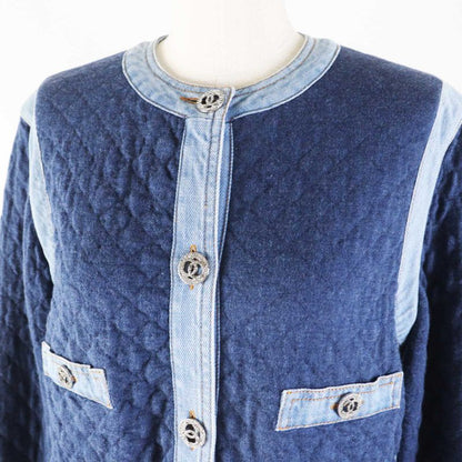 CHANEL 20P P63016 Rhinestone Coco Mark Buttoned Lined Full Patterned Denim