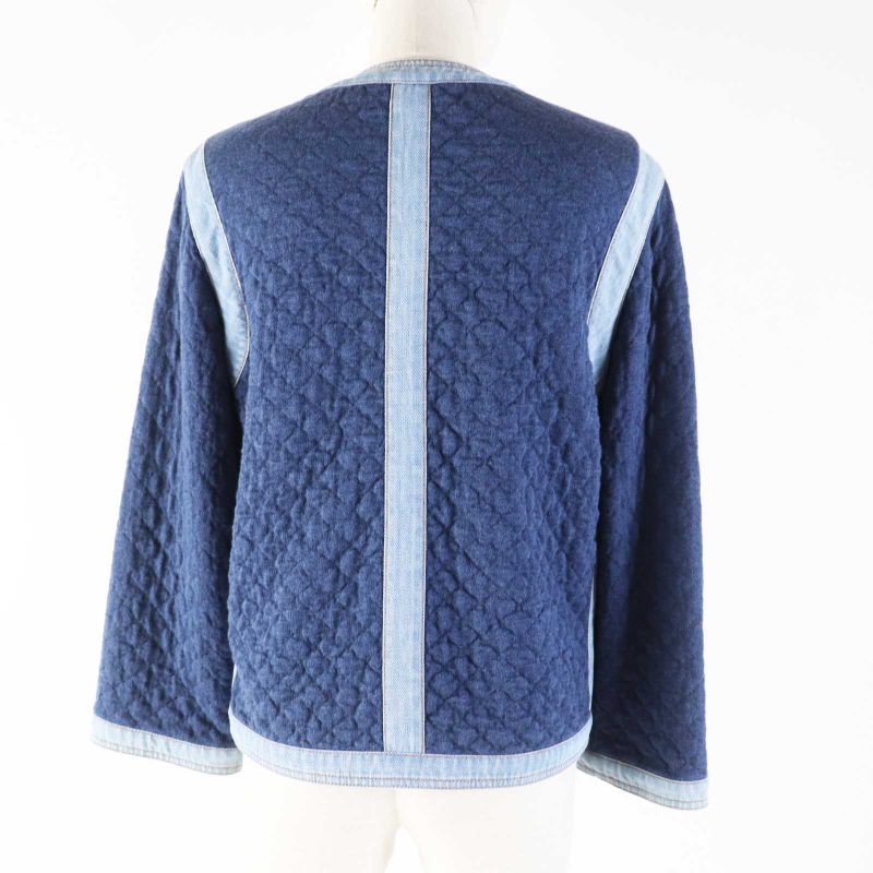 CHANEL 20P P63016 Rhinestone Coco Mark Buttoned Lined Full Patterned Denim