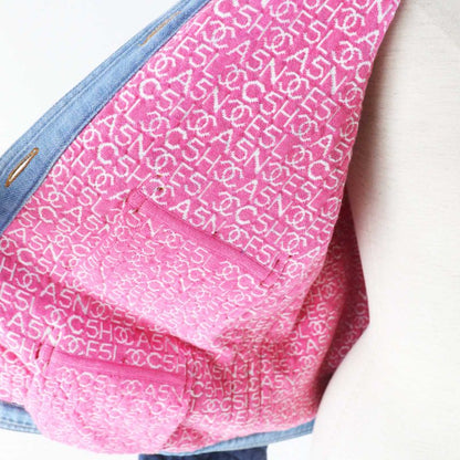 CHANEL 20P P63016 Rhinestone Coco Mark Buttoned Lined Full Patterned Denim