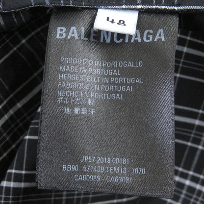 Balenciaga 19SS 571439 Logo Embroidery Oversized Poplin Check Shirt Blouson