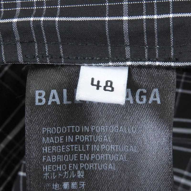 Balenciaga 19SS 571439 Logo Embroidery Oversized Poplin Check Shirt Blouson