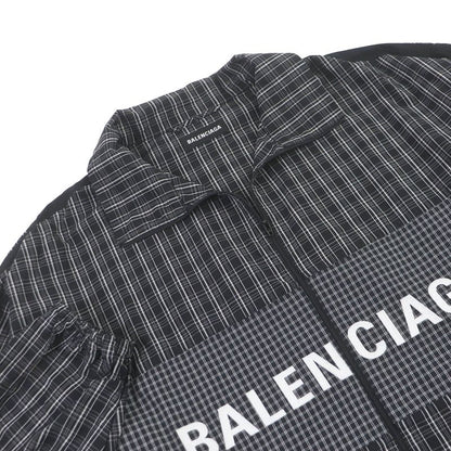 Balenciaga 19SS 571439 Logo Embroidery Oversized Poplin Check Shirt Blouson