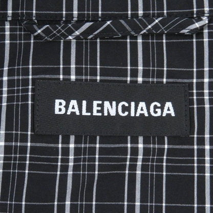 Balenciaga 19SS 571439 Logo Embroidery Oversized Poplin Check Shirt Blouson