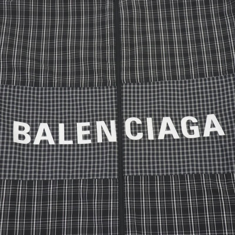 Balenciaga 19SS 571439 Logo Embroidery Oversized Poplin Check Shirt Blouson