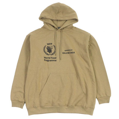 Balenciaga 22SS 600583 100% Cotton WFP Logo Print Pullover Hoodie Beige XS Made