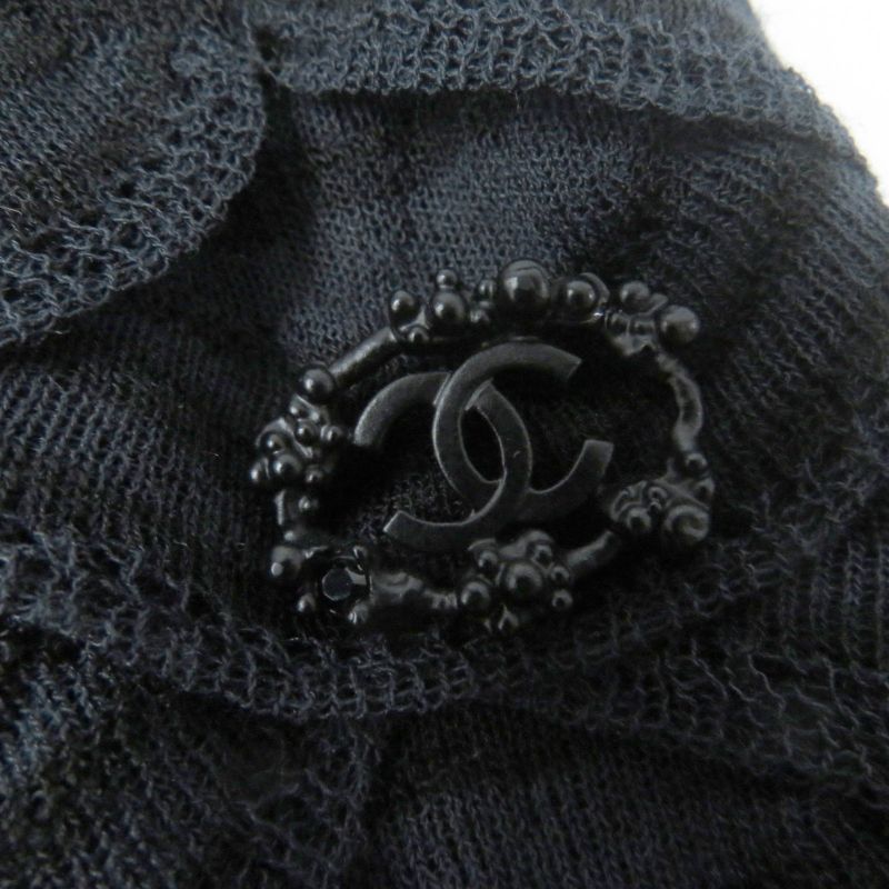 CHANEL P41318k03035 Cotton Tight Skirt With Coco Mark Black Navy 38 Made In